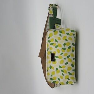 1744- Kate Spade Leather Lemon Print Fanny Pack Women's Belt Size S/M NWT